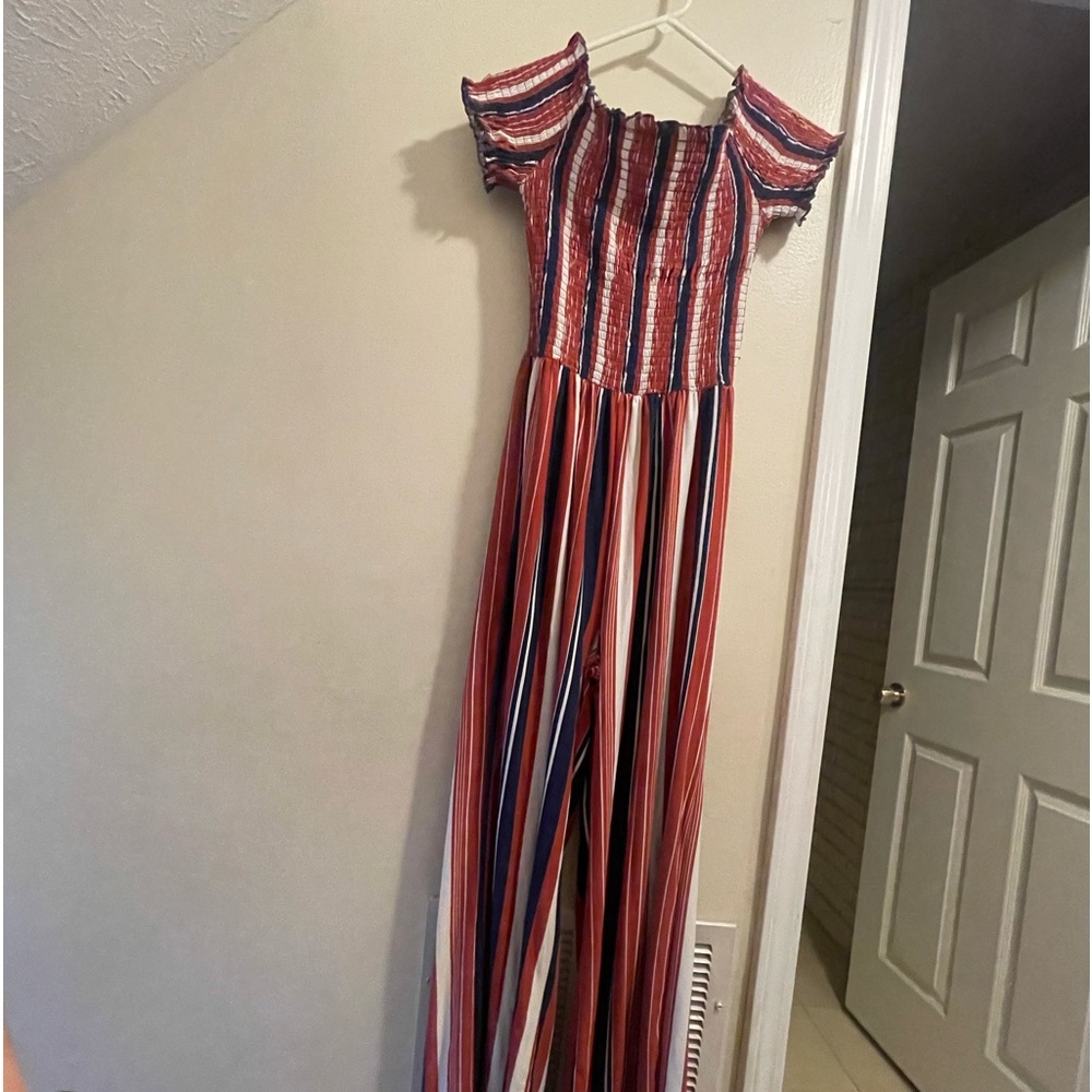 burnt orange, navy blue & white jumpsuit, only worn few times